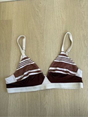 XiRENA Brown & Cream Striped Wireless Bralette